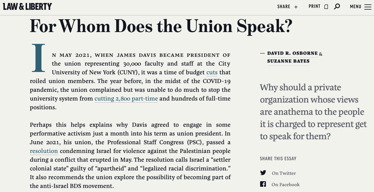 AFFT in Law & Liberty: For Whom Does the Union Speak?