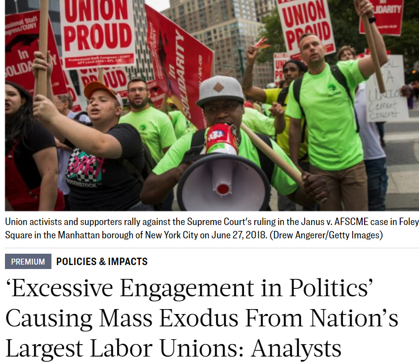 AFFT in The Epoch Times: ‘Excessive Engagement in Politics’ Causing Mass Exodus From Nation’s Largest Labor Unions: Analysts