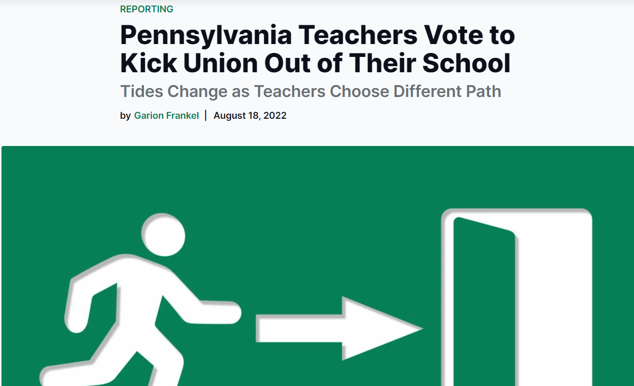 AFFT in Chalkboard Review: Pennsylvania Teachers Vote to Kick Union Out of Their School