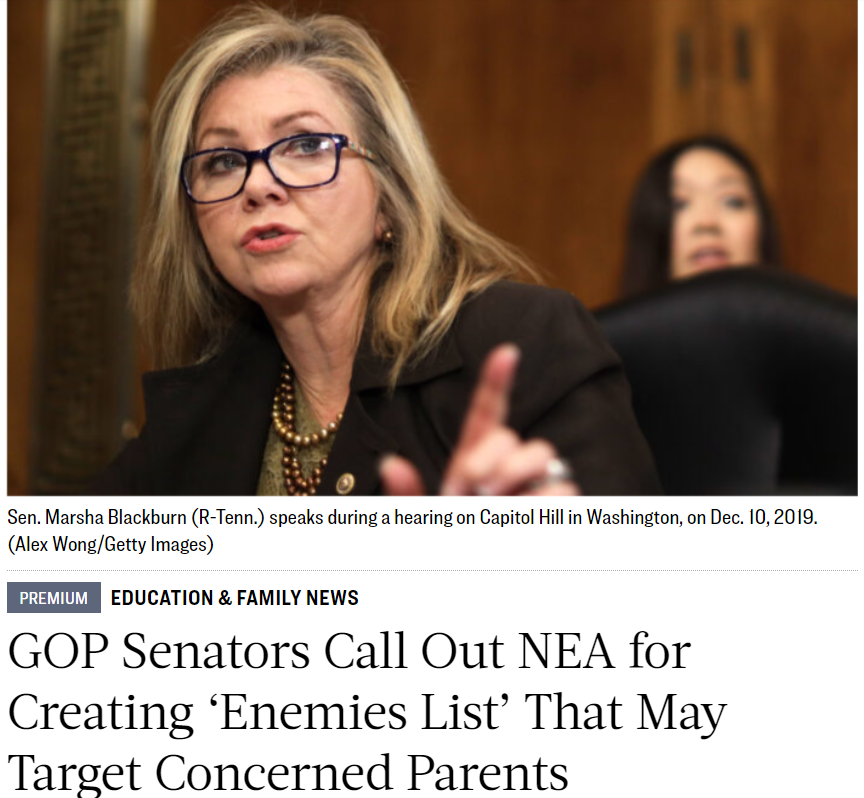 AFFT in The Epoch Times: GOP Senators Call Out NEA for Creating ‘Enemies List’ That May Target Concerned Parents