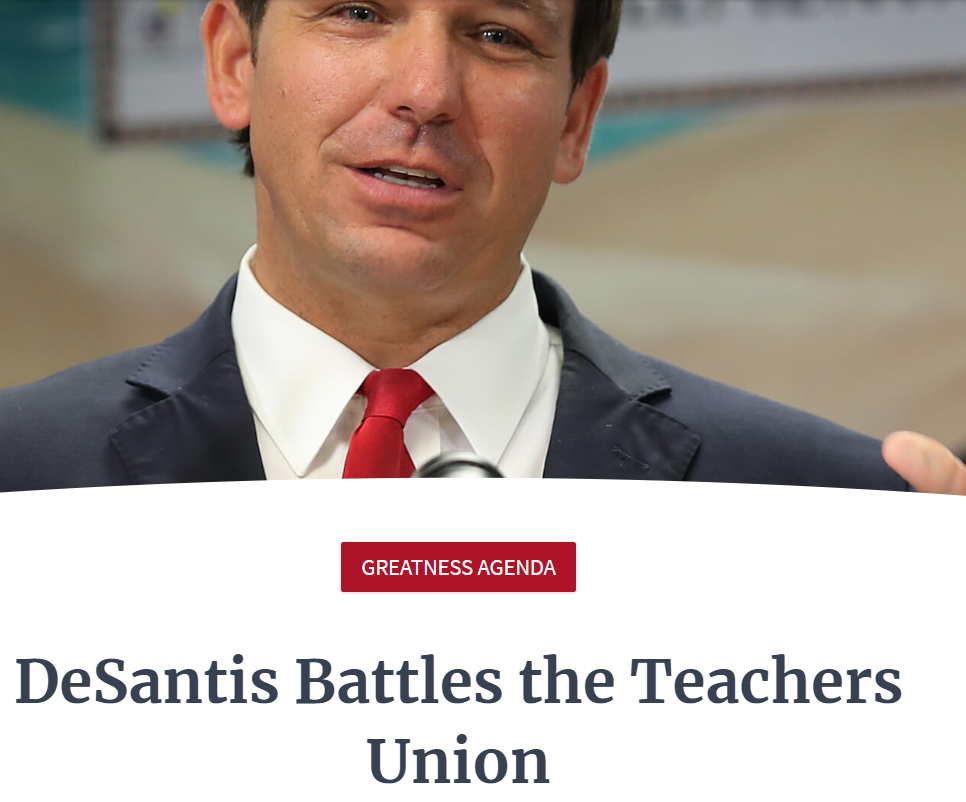 AFFT in American Greatness: DeSantis Battles the Teachers Union