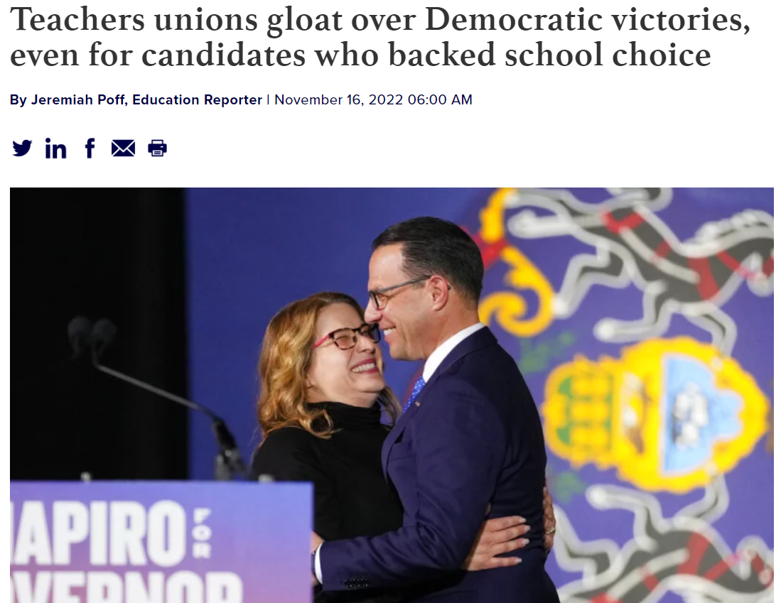 AFFT in the Washington Examiner: Teachers unions gloat over Democratic victories, even for candidates who backed school choice